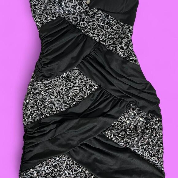 VINTAGE Y2K ARDEN B Mini Black Club Dress - Picture 1 of 2